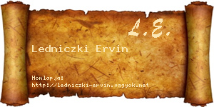 Ledniczki Ervin névjegykártya